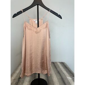 Nine West Pink Lace Trim Satin Cami Top Pink Nude Size Medium